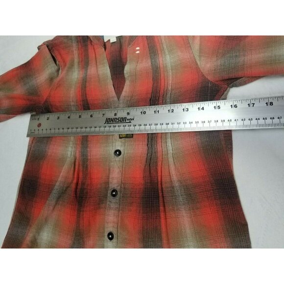 G-Star Raw Denim Womens Split Neck Button Down Plaid Shirt XS Roll-Tab Sleeve - Picture 8 of 9